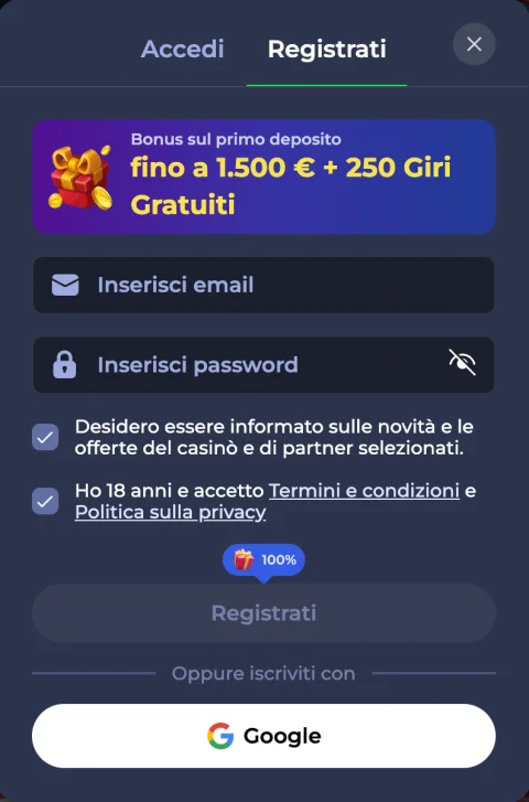 Schermata registrazione Friday Roll