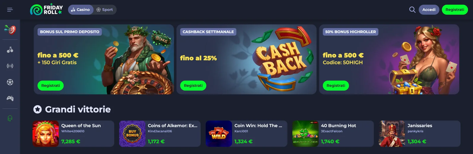 Promozione cashback settimanale